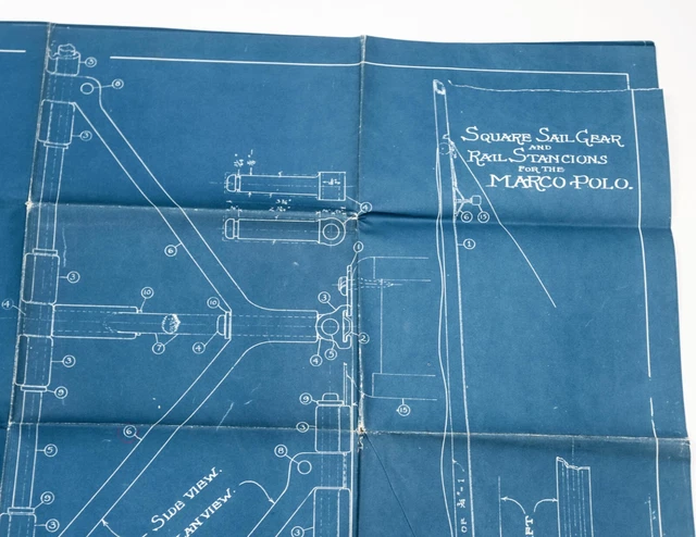 L. Francis Herreshoff Orig Vintage MARCO POLO Boat Blueprint #3/22 Gear/Stancion