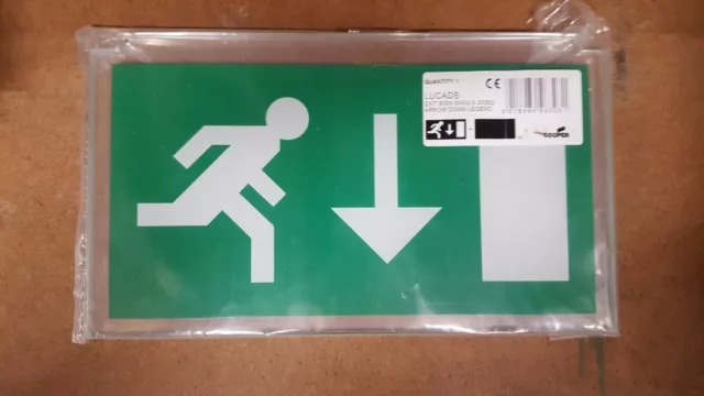 LUCADS Emergency Exit Sign Single Sided Arrow Down Legend NEW!