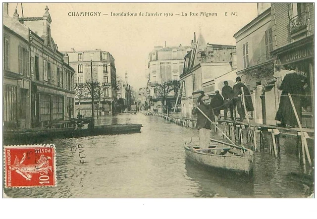 94 . n°37048 . champigny.inondation 1910.la rue mignon