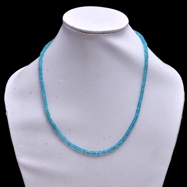 AAA Naturel Apatite Rondelle à Facettes 3-4mm Ras Pierre Précieuse Perlé Collier