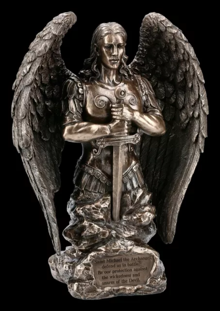 Erzengel Michael Figur mit Gebetstafel | Schutzengel Dekofigur  H 22,5 cm