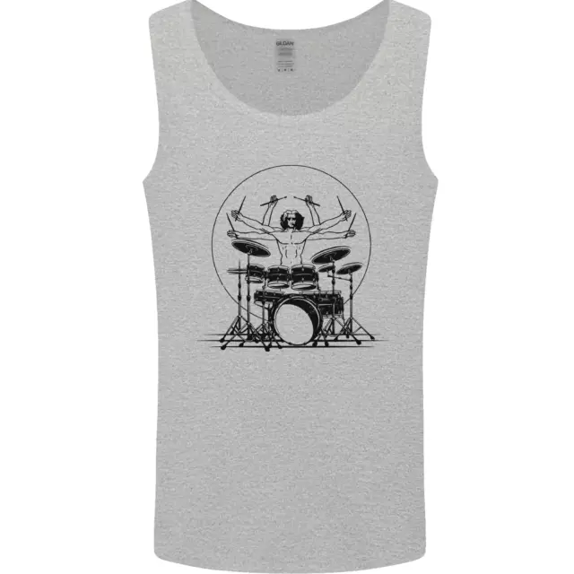Vitruvian Drummer Funny Drumming Drum Mens Vest Tank Top