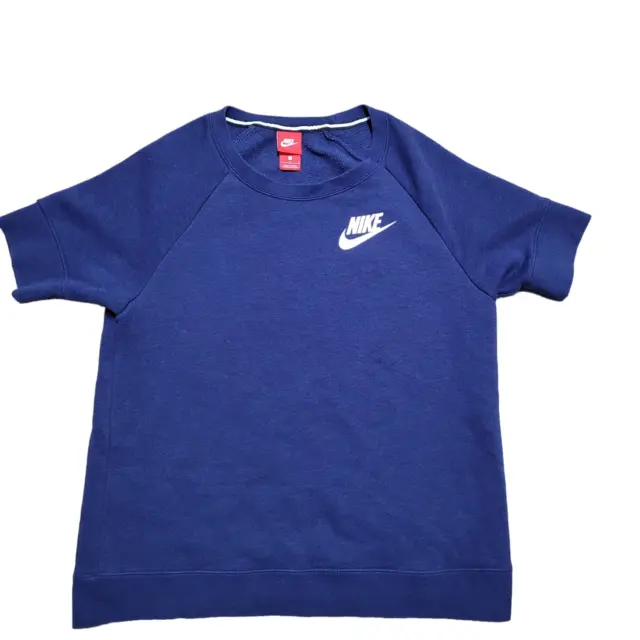 Nike Sportswear Crew Neck Sweatshirt Blue Rally Short Sleeve Comfort Women L