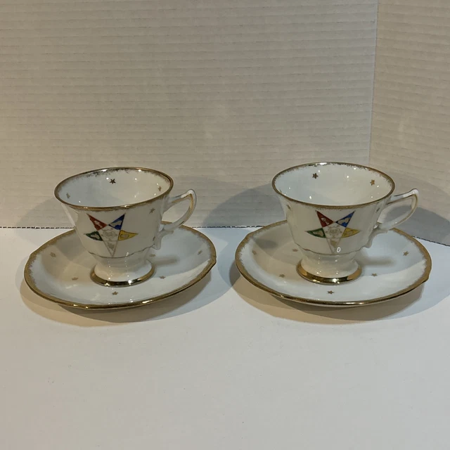 MASONIC ORDER OF The Eastern Star OES Cup And Saucer Pair. Made In