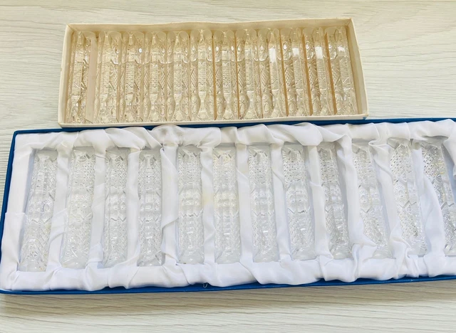 Lot De 11 Porte-couteaux Anciens En Cristal Ciselé - Années 50/60, Style Vintage