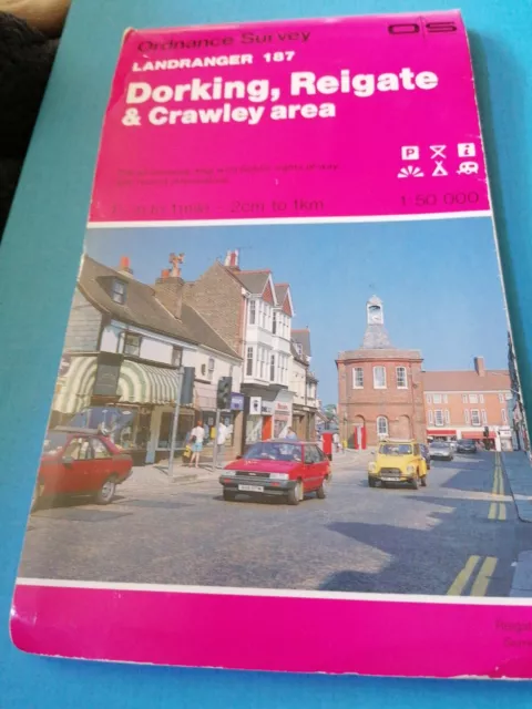 Ordnance Survey Landranger Map Sheet 187 Dorking Reigate & Crawley area