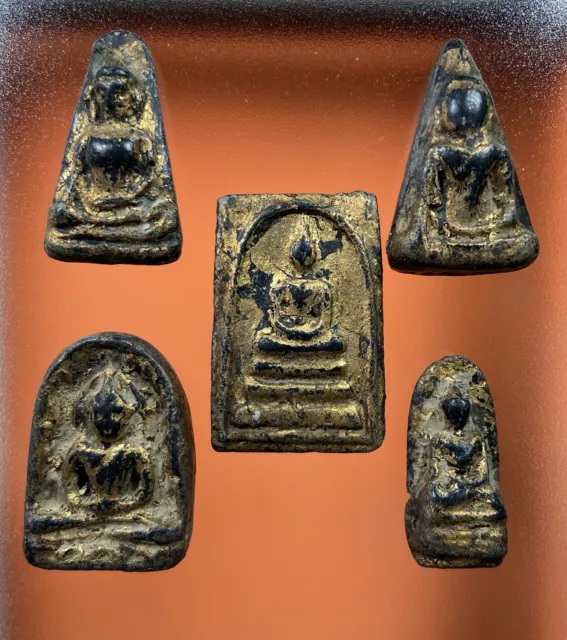 Rare Benjapakee Set 5 Buddha Phra Somdej Pidthong Wat Phra Keaw Thai Amulet