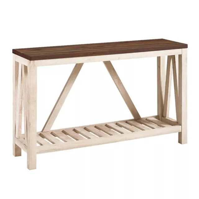 Walker Edison 52" A-Frame Rustic Wood Entry Console Table in White Oak