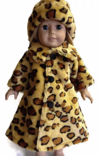 Animal Print Faux Fur Coat & Hat made for 18" American Girl Doll Clothes