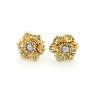 9ct or Rose Welsh Design Jonquille en Forme De Clou Earrings Set avec Perles