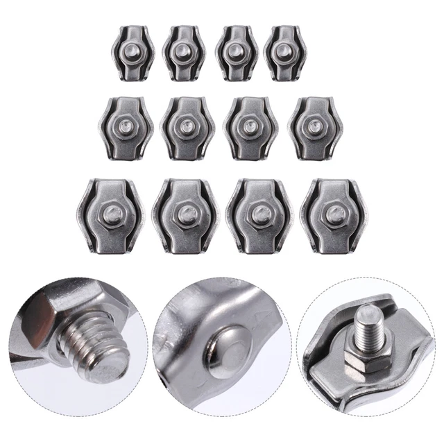 Small Rope Fasteners 12 PCS WIRE Rope Fasteners Single Wires Splicer Stainless Clip Chuck £ ...