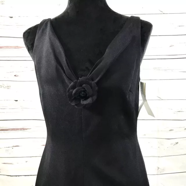 David Meister Women’s Sheath Dress Black  100% Silk Flower Size 4 NWT 2