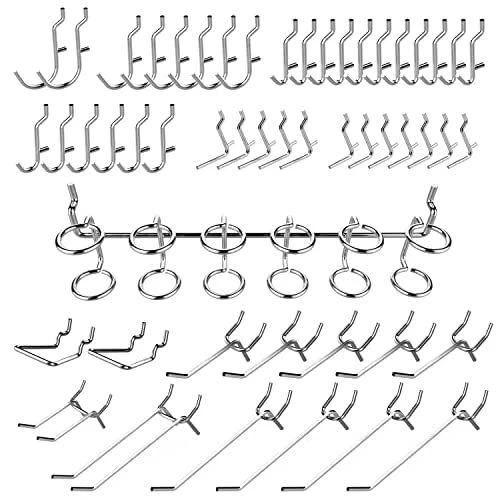 53106 Pegboard Hook Assortment Set, 50 Piece Heavy Duty, Pegboard Hook...