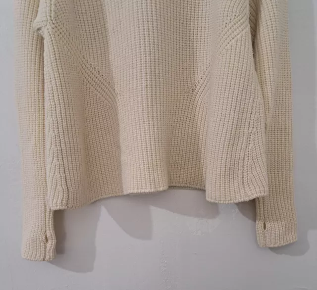 08 Sircus Womens Small Drop Sleeve RIBBED KNIT Sweater WOOL Ivory 2