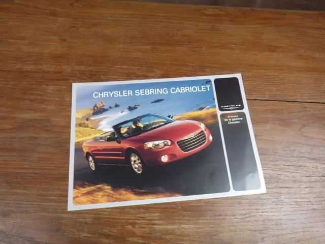 Prospekt Brochure Auto Catalog Sales Catalogue : Chrysler Sebring Cabriolet 2003