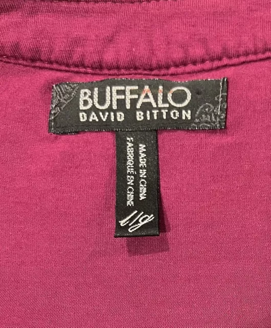 Buffalo David Bitton Nuevo Top Womens Large Pintuck Ruffled Crochet Wild Orchid 3