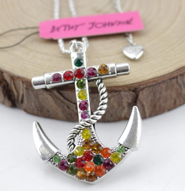 Jewelry Fashion Betsey Johnson Pendant Rhinestone Rudder Sweater Charm necklace