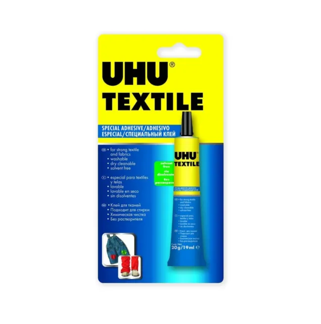 UHU Textile Fabric Glue - 19ml - Solvent Free - BUY 3 GET 1 FREE