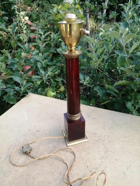 Pied De Lampe Design Années 50 – Verre Et Laiton – Style Lampe à Huile – Vintage
