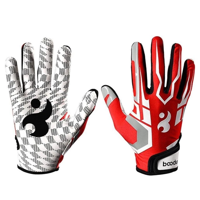 1Pair American Football Gloves Non-Slip Grip Full-Finger for Kids Youth & Adult
