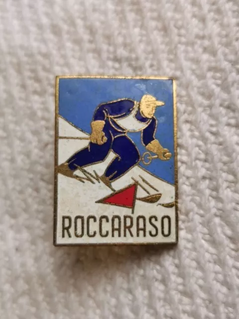 Alpine Ski Roccaraso Vintage Enamel Pin