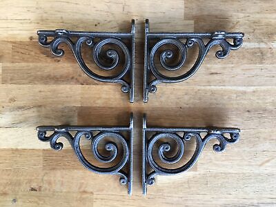 Two Pairs Of Lovely Small Victorian Style Scroll Shelf Brackets V1