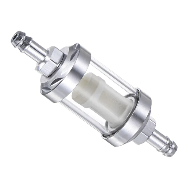 Universal Motorcycle Petrol Fuel Gasoline Oil Filter, Silver Tone
