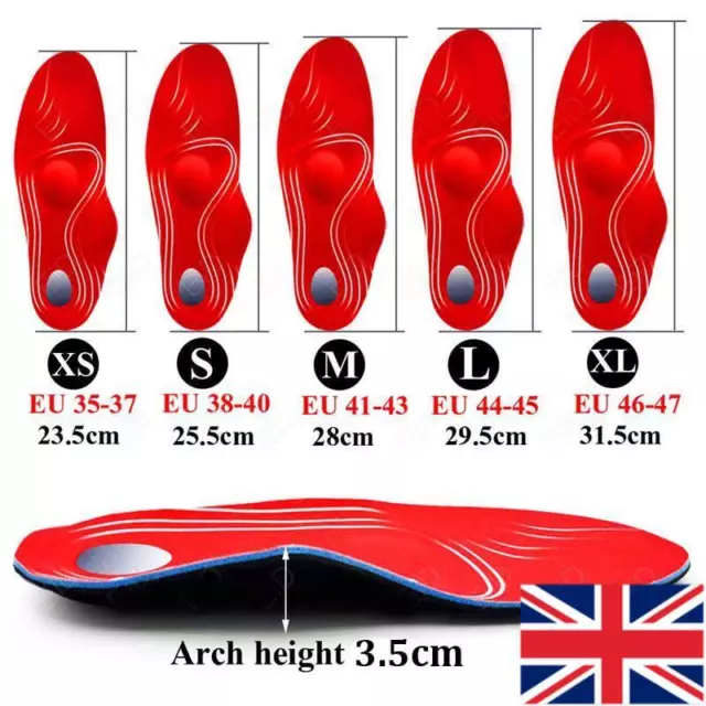 Orthotic Insole High Arch Foot Support Flat Feet Plantar Fasciitis inner soles