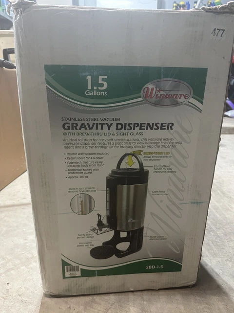 Winco SBD-1.5, 1.5-Gallon Beverage Dispenser with Sight Glass and Removable Base