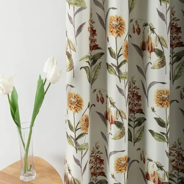 Blackout Window Curtains for Patio Sliding Door, Classic Floral Pattern Linen Te