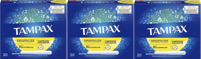 60 x aplicador de cartón de protección/discreción de tampones regulares Tampax