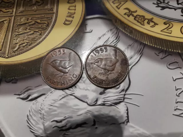 Farthing : 1953 Elizabeth II : Wren ¼d Coin : only 1 coin