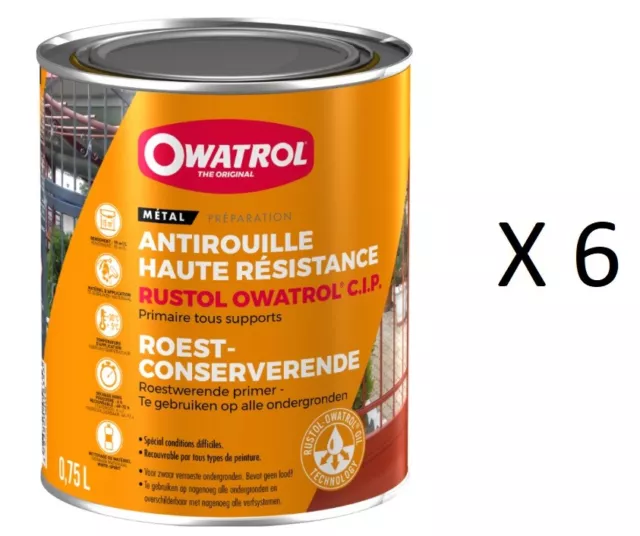 6 X 0.75 L Peinture Sous Couche Primaire Antirouille Haute Resistance Rustol Cip