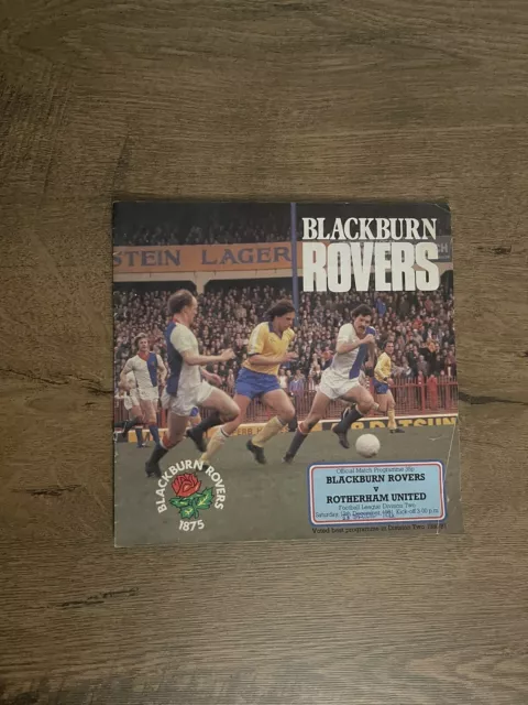 RARE BLACKBURN ROVERS v ROTHERHAM UNITED FOOTBALL PROGRAMME