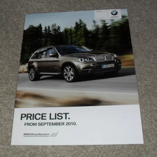 BMW X5 Price Guide Brochure September 2010 - xDrive 30d 40d 50i SE & M Sport
