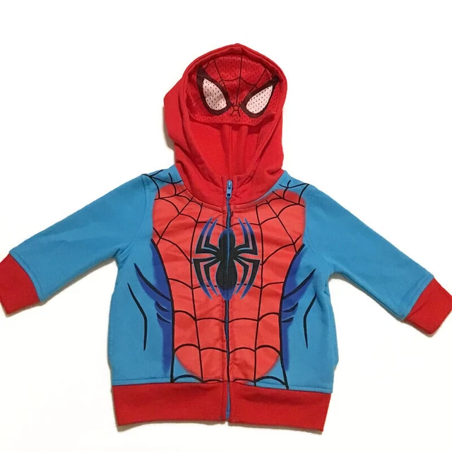 Marvel Spider Man Kids Zip Up HOODIE Boys Girls Size 12-18 Mos. Jacket Mask Hood