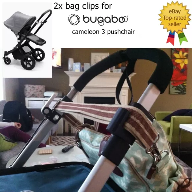 2x Bugaboo Cameleon 3 Stroller Pushchair Bag Clip Shopping Carry Pouch Holder