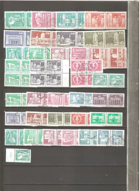 DDR, 34 verschied. DS Aufbau in der DDR, VB, Streifen, Paare, Ränder