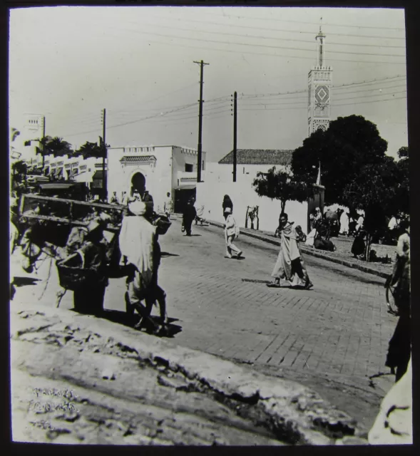 Glass Magic Lantern Slide TANGIER MARKET C1910 MOROCCO PHOTO