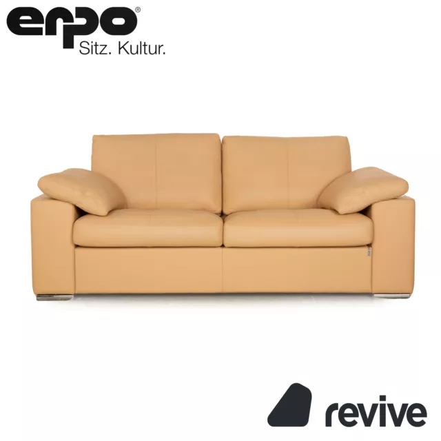 Erpo Leder Zweisitzer Beige Sofa Couch