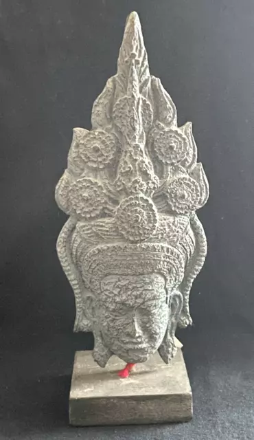 Angkor Wat Apsara Tänzerin Khmer IN Papier -maché Recycled Sockel Holz Cambodia