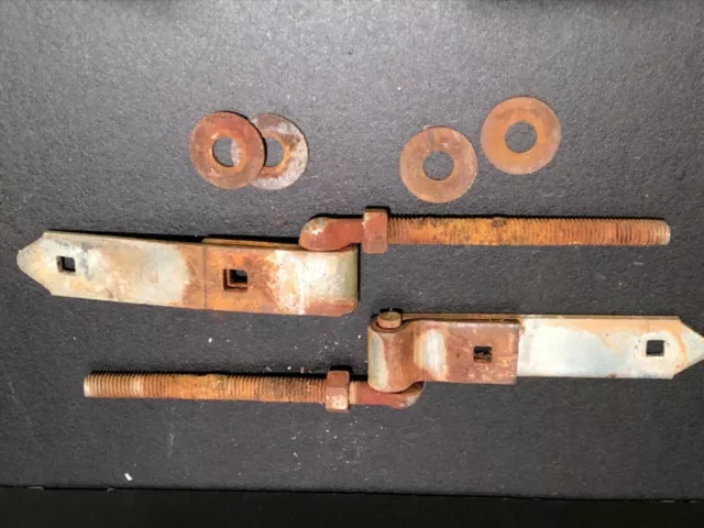 Vintage Hager Gate Metal Strap Hinges Washers Barn Farmhouse