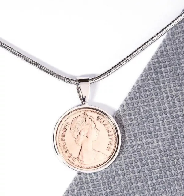 1974 50th Birthday Half Pence Decimal Coin Pendant - Choose the Metal Colour