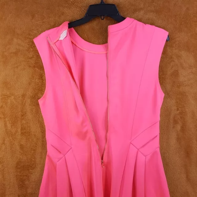 TED BAKER Womens Dress XL Hot Pink Fit Flare Neoprene Scuba Stretch Skater 3