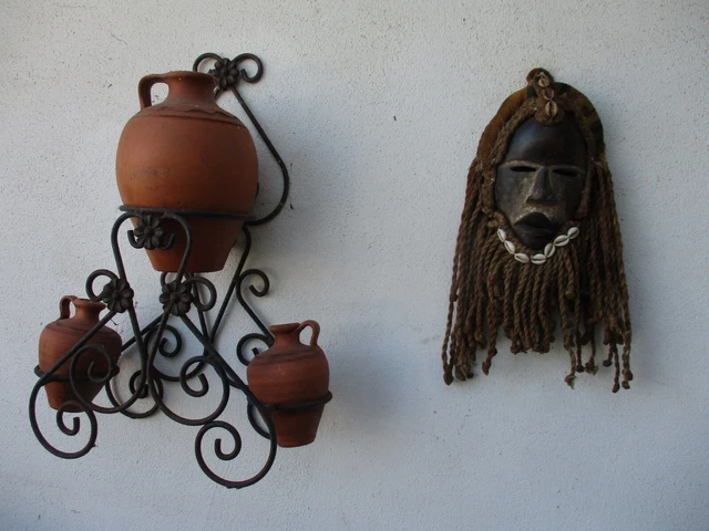 Vintage Tribal African Nicety Old Hand Carved Mask Hardness Wood Drawstring Hair 7