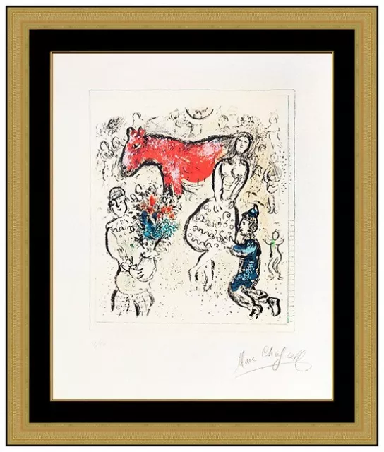 Marc Chagall Original Farbe Lithographie Handsigniert Le Petit Cheval Rot Grafik