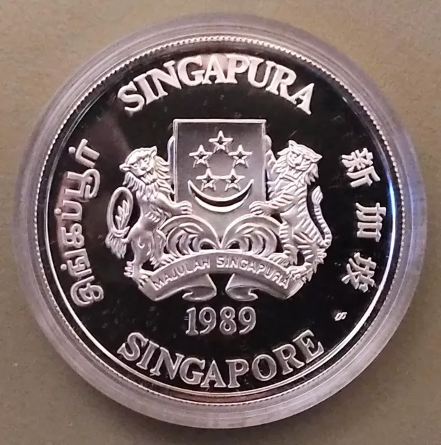 1989 Singapore OZ Year of the Snake Zodiac Silber Unze Proof PP Etui  Zertifikat 3