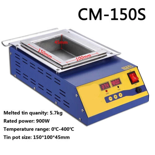 CM150s Lead-Free Stainless steel Solder Soldering Pot Plate size:L150×W100mm!