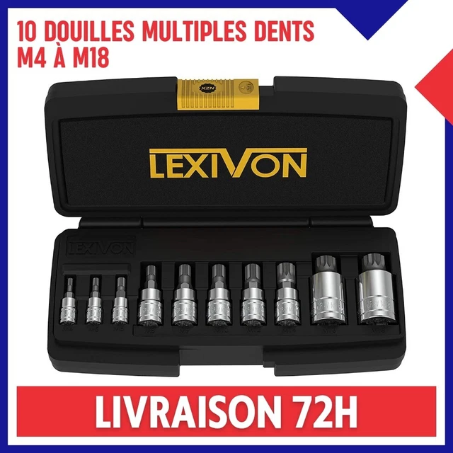 Clé à douille hexagonale 72 dents 1/2'-1/4' Chrome Vanadium Niveau 22