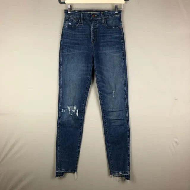 Madewell Jeans Womens 26 Blue Curvy High Rise Skinny Distressed Ripped Denim